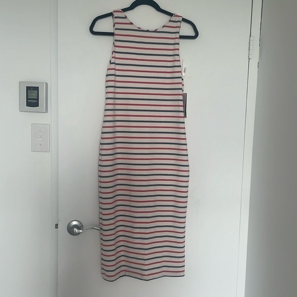 Zara Red, Blue, White Stripe Stretchy Dress Large - Picture 1 of 3